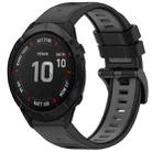 For Garmin Fenix 6X Pro Sports Two-Color Quick Release Silicone Watch Band(Black+Gray) - 1