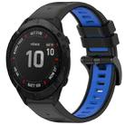 For Garmin Fenix 6X Pro Sports Two-Color Quick Release Silicone Watch Band(Black+Blue) - 1