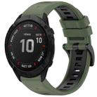 For Garmin Fenix 6X Pro Sports Two-Color Quick Release Silicone Watch Band(Olive Green+Black) - 1