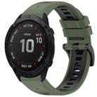 For Garmin Fenix 6X Sapphire GPS Sports Two-Color Quick Release Silicone Watch Band(Olive Green+Black) - 1