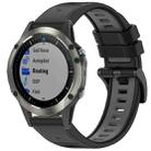 For Garmin Fenix 5X Sapphire / GPS / Plus Sports Two-Color Quick Release Silicone Watch Band(Black+Gray) - 1