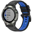 For Garmin Fenix 5X Sapphire / GPS / Plus Sports Two-Color Quick Release Silicone Watch Band(Black+Blue) - 1