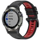 For Garmin Fenix 5X Sapphire / GPS / Plus Sports Two-Color Quick Release Silicone Watch Band(Black+Red) - 1