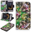 3D Colored Drawing Pattern Horizontal Flip Leather Case for Galaxy J330, with Holder & Card Slots & Wallet(Green Butterfly) - 1