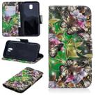 3D Colored Drawing Pattern Horizontal Flip Leather Case for Galaxy J530, with Holder & Card Slots & Wallet(Green Butterfly) - 1