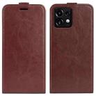 For Motorola Moto X40 Pro R64 Texture Single Vertical Flip Leather Phone Case(Brown) - 1