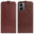 For Motorola Moto G14 R64 Texture Single Vertical Flip Leather Phone Case(Brown) - 1