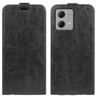 For Motorola Moto G84 R64 Texture Single Vertical Flip Leather Phone Case(Black) - 1