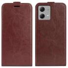 For Motorola Moto G84 R64 Texture Single Vertical Flip Leather Phone Case(Brown) - 1