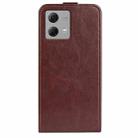 For Motorola Moto G84 R64 Texture Single Vertical Flip Leather Phone Case(Brown) - 3