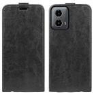 For Motorola Moto G34 R64 Texture Single Vertical Flip Leather Phone Case(Black) - 1