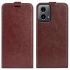 For Motorola Moto G34 R64 Texture Single Vertical Flip Leather Phone Case(Brown) - 1