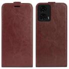 For Motorola Moto G24 R64 Texture Single Vertical Flip Leather Phone Case(Brown) - 1