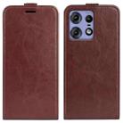 For Motorola Edge 50 Pro R64 Texture Single Vertical Flip Leather Phone Case(Brown) - 1