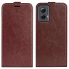 For Motorola Moto G Power 5G 2024 R64 Texture Single Vertical Flip Leather Phone Case(Brown) - 1