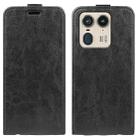 For Motorola Edge 50 Ultra R64 Texture Single Vertical Flip Leather Phone Case(Black) - 1