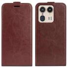 For Motorola Edge 50 Ultra R64 Texture Single Vertical Flip Leather Phone Case(Brown) - 1