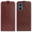 For Motorola Edge 5G 2024 R64 Texture Single Vertical Flip Leather Phone Case(Brown) - 1