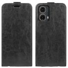 For Motorola Moto G85 5G R64 Texture Single Vertical Flip Leather Phone Case(Black) - 1