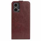 For Motorola Moto G85 5G R64 Texture Single Vertical Flip Leather Phone Case(Brown) - 3