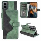 For Motolora Moto G34 Stitching Horizontal Flip Leather Phone Case(Green) - 1