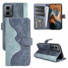 For Motolora Moto G34 Stitching Horizontal Flip Leather Phone Case(Blue) - 1