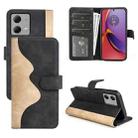 For Motolora Moto G84 Stitching Horizontal Flip Leather Phone Case(Black) - 1