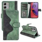 For Motolora Moto G84 Stitching Horizontal Flip Leather Phone Case(Green) - 1