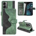 For Motolora Moto G14 Stitching Horizontal Flip Leather Phone Case(Green) - 1