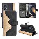 For Motolora Edge 5G 2024 Stitching Horizontal Flip Leather Phone Case(Black) - 1