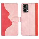 For Motolora Moto G85 5G Stitching Horizontal Flip Leather Phone Case(Red) - 2