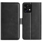 For Motorola Moto X40 Pro Dual-side Magnetic Buckle Horizontal Flip Leather Phone Case(Black) - 1