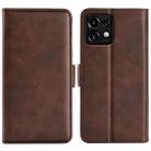 For Motorola Moto X40 Pro Dual-side Magnetic Buckle Horizontal Flip Leather Phone Case(Brown) - 1