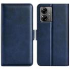 For Motorola Moto G14 Dual-side Magnetic Buckle Horizontal Flip Leather Phone Case(Dark Blue) - 1