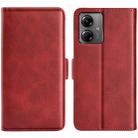 For Motorola Moto G14 Dual-side Magnetic Buckle Horizontal Flip Leather Phone Case(Red) - 1