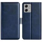 For Motorola Moto G84 Dual-side Magnetic Buckle Horizontal Flip Leather Phone Case(Dark Blue) - 1