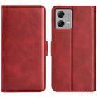 For Motorola Moto G84 Dual-side Magnetic Buckle Horizontal Flip Leather Phone Case(Red) - 1