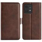 For Motorola Edge 40 Neo Dual-side Magnetic Buckle Horizontal Flip Leather Phone Case(Brown) - 1