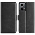 For Motorola Moto G34 Dual-side Magnetic Buckle Horizontal Flip Leather Phone Case(Black) - 1