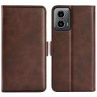 For Motorola Moto G34 Dual-side Magnetic Buckle Horizontal Flip Leather Phone Case(Brown) - 1