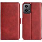 For Motorola Moto G34 Dual-side Magnetic Buckle Horizontal Flip Leather Phone Case(Red) - 1
