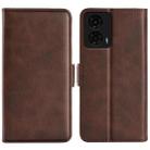 For Motorola Moto G24 Dual-side Magnetic Buckle Horizontal Flip Leather Phone Case(Brown) - 1