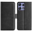 For Motorola Edge 50 Pro Dual-side Magnetic Buckle Horizontal Flip Leather Phone Case(Black) - 1