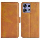 For Motorola Edge 50 Pro Dual-side Magnetic Buckle Horizontal Flip Leather Phone Case(Yellow) - 1