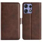 For Motorola Edge 50 Pro Dual-side Magnetic Buckle Horizontal Flip Leather Phone Case(Brown) - 1