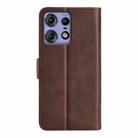 For Motorola Edge 50 Pro Dual-side Magnetic Buckle Horizontal Flip Leather Phone Case(Brown) - 3