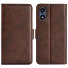 For Motorola Moto G Play 2024 Dual-side Magnetic Buckle Horizontal Flip Leather Phone Case(Brown) - 1