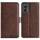 For Motorola Moto G Power 5G 2024 Dual-side Magnetic Buckle Horizontal Flip Leather Phone Case(Brown) - 1