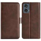 For Motorola Edge 50 Fusion Dual-side Magnetic Buckle Horizontal Flip Leather Phone Case(Brown) - 1