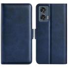 For Motorola Edge 50 Fusion Dual-side Magnetic Buckle Horizontal Flip Leather Phone Case(Dark Blue) - 1